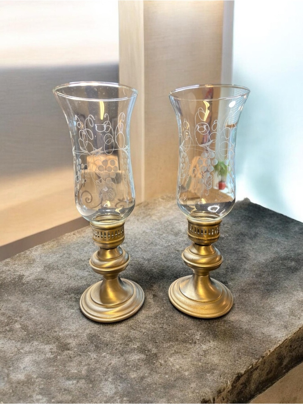 Pair Of Vintage Hurricane candle Holders I.M.Schaffer Co. - Picture 3 of 10